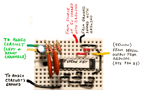 SpeakJet on breadboard